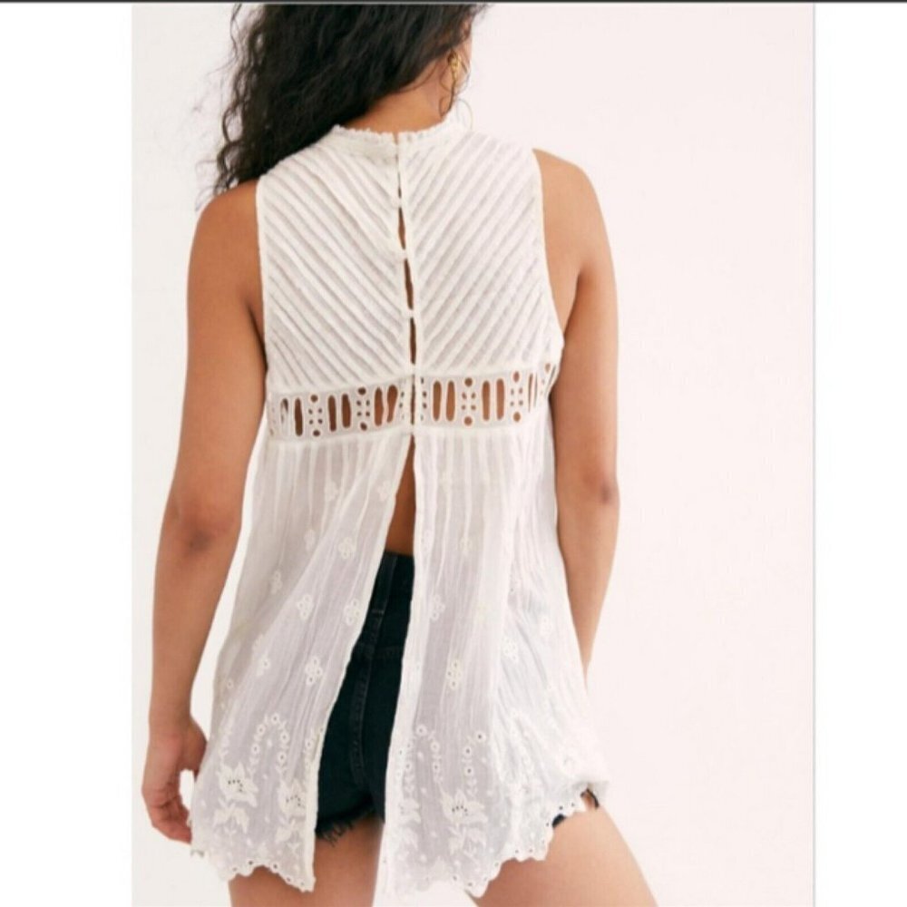 New Free People White Eloise Embroidered Tunic Size XS - Picture 16 of 16